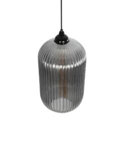 GLOBOSTAR® MELONI 206-0018 Μοντέρνο Κρεμαστό Φωτιστικό Οροφής με Ντουί 1 x E27 AC 220-240V IP20 – Μαύρο Φιμέ – Μ20 x Π20 x Υ38cm