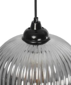 GLOBOSTAR® MELONI 206-0018 Μοντέρνο Κρεμαστό Φωτιστικό Οροφής με Ντουί 1 x E27 AC 220-240V IP20 – Μαύρο Φιμέ – Μ20 x Π20 x Υ38cm