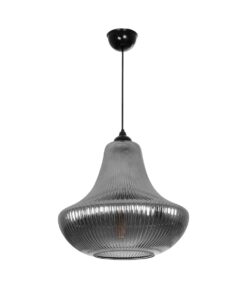 GLOBOSTAR® VERRE 206-0021 Μοντέρνο Κρεμαστό Φωτιστικό Οροφής με Ντουί 1 x E27 AC 220-240V IP20 – Μαύρο Φιμέ – Μ38 x Π38 x Υ34cm