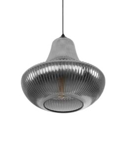 GLOBOSTAR® VERRE 206-0021 Μοντέρνο Κρεμαστό Φωτιστικό Οροφής με Ντουί 1 x E27 AC 220-240V IP20 – Μαύρο Φιμέ – Μ38 x Π38 x Υ34cm