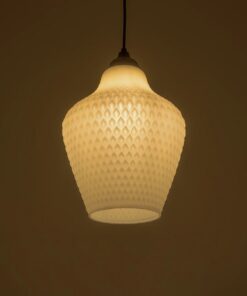 GLOBOSTAR® SKLO 206-0023 Μοντέρνο Κρεμαστό Φωτιστικό Οροφής με Ντουί 1 x E27 AC 220-240V IP20 – Λευκό – Μ22 x Π22 x Υ31cm