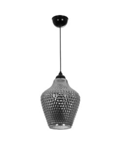 GLOBOSTAR® SKLO 206-0024 Μοντέρνο Κρεμαστό Φωτιστικό Οροφής με Ντουί 1 x E27 AC 220-240V IP20 – Μαύρο Φιμέ – Μ22 x Π22 x Υ31cm