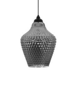 GLOBOSTAR® SKLO 206-0024 Μοντέρνο Κρεμαστό Φωτιστικό Οροφής με Ντουί 1 x E27 AC 220-240V IP20 – Μαύρο Φιμέ – Μ22 x Π22 x Υ31cm