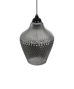 GLOBOSTAR® SKLO 206-0024 Μοντέρνο Κρεμαστό Φωτιστικό Οροφής με Ντουί 1 x E27 AC 220-240V IP20 – Μαύρο Φιμέ – Μ22 x Π22 x Υ31cm