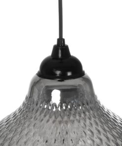 GLOBOSTAR® SKLO 206-0024 Μοντέρνο Κρεμαστό Φωτιστικό Οροφής με Ντουί 1 x E27 AC 220-240V IP20 – Μαύρο Φιμέ – Μ22 x Π22 x Υ31cm