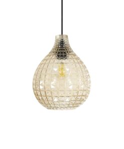 GLOBOSTAR® BASTIK 206-0027 Μοντέρνο Κρεμαστό Φωτιστικό Οροφής με Ντουί 1 x E27 AC 220-240V IP20 – Mελί – Μ22 x Π22 x Υ26cm