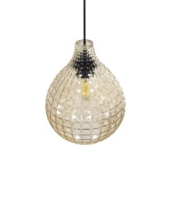 GLOBOSTAR® BASTIK 206-0027 Μοντέρνο Κρεμαστό Φωτιστικό Οροφής με Ντουί 1 x E27 AC 220-240V IP20 – Mελί – Μ22 x Π22 x Υ26cm