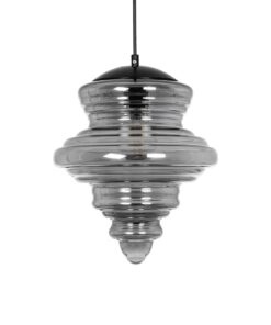 GLOBOSTAR® CORTE 206-0028 Μοντέρνο Κρεμαστό Φωτιστικό Οροφής με Ντουί 1 x E27 AC 220-240V IP20 – Μαύρο Φιμέ – Μ25 x Π25 x Υ30cm