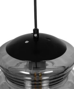 GLOBOSTAR® CORTE 206-0028 Μοντέρνο Κρεμαστό Φωτιστικό Οροφής με Ντουί 1 x E27 AC 220-240V IP20 – Μαύρο Φιμέ – Μ25 x Π25 x Υ30cm