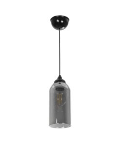 GLOBOSTAR® TUBE 206-0030 Μοντέρνο Κρεμαστό Φωτιστικό Οροφής με Ντουί 1 x E27 AC 220-240V IP20 – Μαύρο Φιμέ – Μ10 x Π10 x Υ24cm