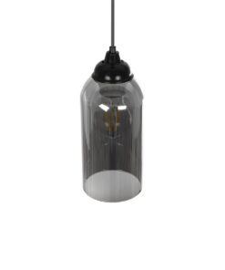 GLOBOSTAR® TUBE 206-0030 Μοντέρνο Κρεμαστό Φωτιστικό Οροφής με Ντουί 1 x E27 AC 220-240V IP20 – Μαύρο Φιμέ – Μ10 x Π10 x Υ24cm
