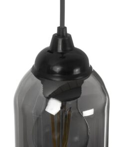 GLOBOSTAR® TUBE 206-0030 Μοντέρνο Κρεμαστό Φωτιστικό Οροφής με Ντουί 1 x E27 AC 220-240V IP20 – Μαύρο Φιμέ – Μ10 x Π10 x Υ24cm
