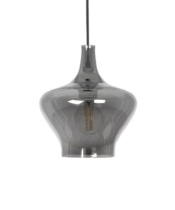 GLOBOSTAR® OVOCE 206-0032 Μοντέρνο Κρεμαστό Φωτιστικό Οροφής με Ντουί 1 x E27 AC 220-240V IP20 – Μαύρο Φιμέ – Μ20 x Π20 x Υ22cm