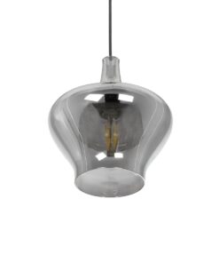 GLOBOSTAR® OVOCE 206-0032 Μοντέρνο Κρεμαστό Φωτιστικό Οροφής με Ντουί 1 x E27 AC 220-240V IP20 – Μαύρο Φιμέ – Μ20 x Π20 x Υ22cm