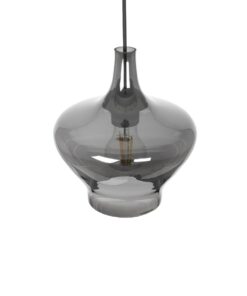 GLOBOSTAR® OVOCE 206-0032 Μοντέρνο Κρεμαστό Φωτιστικό Οροφής με Ντουί 1 x E27 AC 220-240V IP20 – Μαύρο Φιμέ – Μ20 x Π20 x Υ22cm