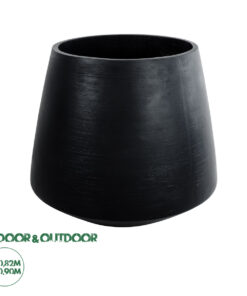 GloboStar® Artificial Garden TIJUANA 20704 Διακοσμητικό Πολυεστερικό Τσιμεντένιο Κασπώ Γλάστρα - Flower Pot Μαύρο Φ82 x Υ90cm