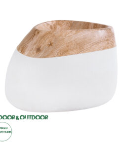 GloboStar® Artificial Garden PANDORA 20705 Επιδαπέδιο Πολυεστερικό Τσιμεντένιο Κασπώ Γλάστρα - Flower Pot Λευκό με Καφέ Μ60 x Π55 x Υ43cm