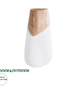 GloboStar® Artificial Garden PANDORA 20707 Επιδαπέδιο Πολυεστερικό Τσιμεντένιο Κασπώ Γλάστρα - Flower Pot Λευκό με Καφέ Μ49 x Π45 x Υ90cm