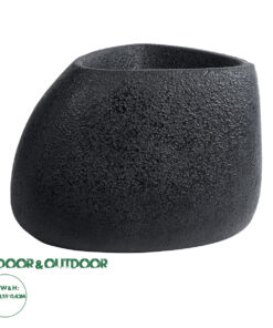 GloboStar® Artificial Garden CHLOE 20708 Επιδαπέδιο Πολυεστερικό Τσιμεντένιο Κασπώ Γλάστρα - Flower Pot Μαύρο Μ60 x Π55 x Υ43cm