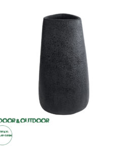 GloboStar® Artificial Garden CHLOE 20709 Επιδαπέδιο Πολυεστερικό Τσιμεντένιο Κασπώ Γλάστρα - Flower Pot Μαύρο Μ45 x Π49 x Υ90cm