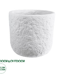GloboStar® Artificial Garden MALVEN 20710 Επιδαπέδιο Πολυεστερικό Τσιμεντένιο Κασπώ Γλάστρα - Flower Pot Λευκό Φ31 x Υ28cm