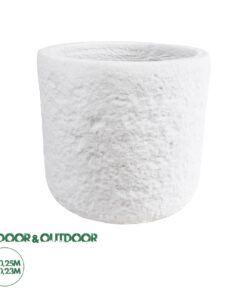 GloboStar® Artificial Garden MALVEN 20711 Επιδαπέδιο Πολυεστερικό Τσιμεντένιο Κασπώ Γλάστρα - Flower Pot Λευκό Φ25 x Υ23cm