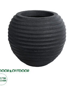 GloboStar® Artificial Garden ILAEIRA 20712 Επιδαπέδιο Πολυεστερικό Τσιμεντένιο Κασπώ Γλάστρα - Flower Pot Μαύρο Φ71 x Υ64cm