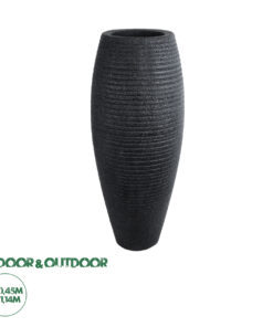 GloboStar® Artificial Garden NASHVILLE 20714 Επιδαπέδιο Πολυεστερικό Τσιμεντένιο Κασπώ Γλάστρα - Flower Pot Μαύρο Φ45 x Υ114cm