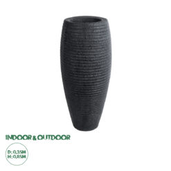 GloboStar® Artificial Garden NASHVILLE 20715 Επιδαπέδιο Πολυεστερικό Τσιμεντένιο Κασπώ Γλάστρα - Flower Pot Μαύρο Φ35 x Υ85cm