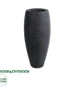 GloboStar® Artificial Garden NASHVILLE 20715 Επιδαπέδιο Πολυεστερικό Τσιμεντένιο Κασπώ Γλάστρα - Flower Pot Μαύρο Φ35 x Υ85cm