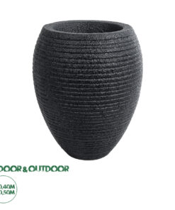 GloboStar® Artificial Garden NASHVILLE 20716 Επιδαπέδιο Πολυεστερικό Τσιμεντένιο Κασπώ Γλάστρα - Flower Pot Μαύρο Φ40 x Υ50cm