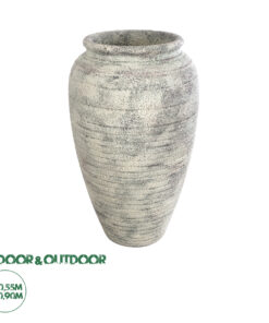GloboStar® Artificial Garden IRISH 20721 Επιδαπέδιο Πολυεστερικό Τσιμεντένιο Κασπώ Γλάστρα - Flower Pot Λευκό με Μπεζ Φ55 x Υ90cm