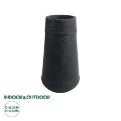 GloboStar® Artificial Garden JAKLIN 20723 Επιδαπέδιο Πολυεστερικό Τσιμεντένιο Κασπώ Γλάστρα - Flower Pot Μαύρο Φ34 x Υ62cm