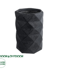 GloboStar® Artificial Garden GENOVA 20725 Επιδαπέδιο Πολυεστερικό Τσιμεντένιο Κασπώ Γλάστρα - Flower Pot Μαύρο Φ40 x Υ90cm