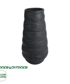 GloboStar® Artificial Garden BOLOGNA 20727 Επιδαπέδιο Πολυεστερικό Τσιμεντένιο Κασπώ Γλάστρα - Flower Pot Μαύρο Φ45 x Υ90cm