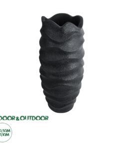 GloboStar® Artificial Garden MONREALE 20728 Επιδαπέδιο Πολυεστερικό Τσιμεντένιο Κασπώ Γλάστρα - Flower Pot Μαύρο Φ50 x Υ110cm
