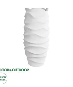 GloboStar® Artificial Garden PORTOFINO 20729 Επιδαπέδιο Πολυεστερικό Τσιμεντένιο Κασπώ Γλάστρα - Flower Pot Λευκό Φ50 x Υ110cm