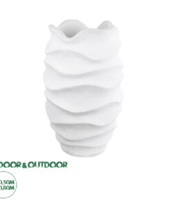 GloboStar® Artificial Garden PORTOFINO 20730 Επιδαπέδιο Πολυεστερικό Τσιμεντένιο Κασπώ Γλάστρα - Flower Pot Λευκό Φ50 x Υ80cm