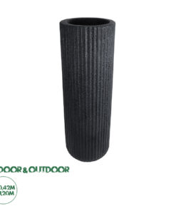 GloboStar® Artificial Garden MATERA 20733 Επιδαπέδιο Πολυεστερικό Τσιμεντένιο Κασπώ Γλάστρα - Flower Pot Μαύρο Φ42 x Υ120cm