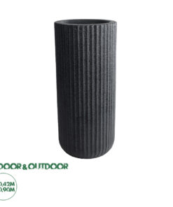 GloboStar® Artificial Garden MATERA 20734 Επιδαπέδιο Πολυεστερικό Τσιμεντένιο Κασπώ Γλάστρα - Flower Pot Μαύρο Φ42 x Υ90cm