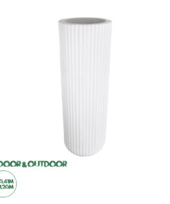 GloboStar® Artificial Garden MARSALA 20735 Επιδαπέδιο Πολυεστερικό Τσιμεντένιο Κασπώ Γλάστρα - Flower Pot Λευκό Φ41 x Υ120cm