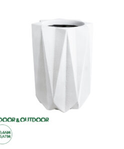 GloboStar® Artificial Garden PADOVA 20740 Επιδαπέδιο Πολυεστερικό Τσιμεντένιο Κασπώ Γλάστρα - Flower Pot Λευκό Φ46 x Υ67cm