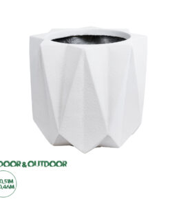 GloboStar® Artificial Garden PADOVA 20741 Επιδαπέδιο Πολυεστερικό Τσιμεντένιο Κασπώ Γλάστρα - Flower Pot Λευκό Φ51 x Υ46cm