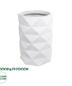 GloboStar® Artificial Garden VARENNA 20743 Επιδαπέδιο Πολυεστερικό Τσιμεντένιο Κασπώ Γλάστρα - Flower Pot Λευκό Φ40 x Υ60cm