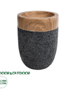 GloboStar® Artificial Garden BELLAGIO 20744 Επιδαπέδιο Πολυεστερικό Τσιμεντένιο Κασπώ Γλάστρα - Flower Pot Μαύρο με Καφέ Φ39 x Υ52cm