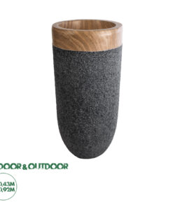 GloboStar® Artificial Garden BELLAGIO 20745 Επιδαπέδιο Πολυεστερικό Τσιμεντένιο Κασπώ Γλάστρα - Flower Pot Μαύρο με Καφέ Φ42 x Υ91cm