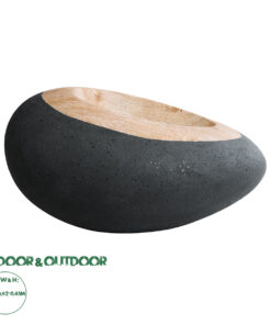 GloboStar® Artificial Garden RAVELLO 20746 Επιδαπέδιο Πολυεστερικό Τσιμεντένιο Κασπώ Γλάστρα - Flower Pot Μαύρο με Καφέ Μ82 x Π62 x Υ45cm