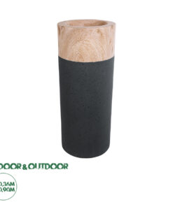 GloboStar® Artificial Garden BELLANO 20748 Επιδαπέδιο Πολυεστερικό Τσιμεντένιο Κασπώ Γλάστρα - Flower Pot Μαύρο με Καφέ Φ36 x Υ90cm