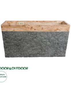 GloboStar® Artificial Garden TOSCANE 20749 Επιδαπέδιο Πολυεστερικό Τσιμεντένιο Κασπώ Γλάστρα - Flower Pot Γκρι με Καφέ Μ110 x Π30 x Υ61cm