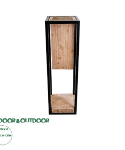 GloboStar® Artificial Garden CASSIANO 20752 Επιδαπέδιο Μεταλλικό Τσιμεντένιο Κασπώ Γλάστρα - Flower Pot Καφέ με Μαύρο Μ36 x Π36 x Υ120cm